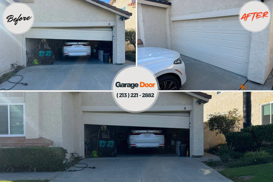 Before and after: garage door repair Pleasant Hill, CA